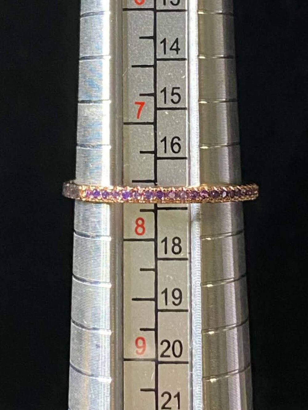.925 Sterling Rose Gold plated Purple Cubic February Birthstone Dainty Ring